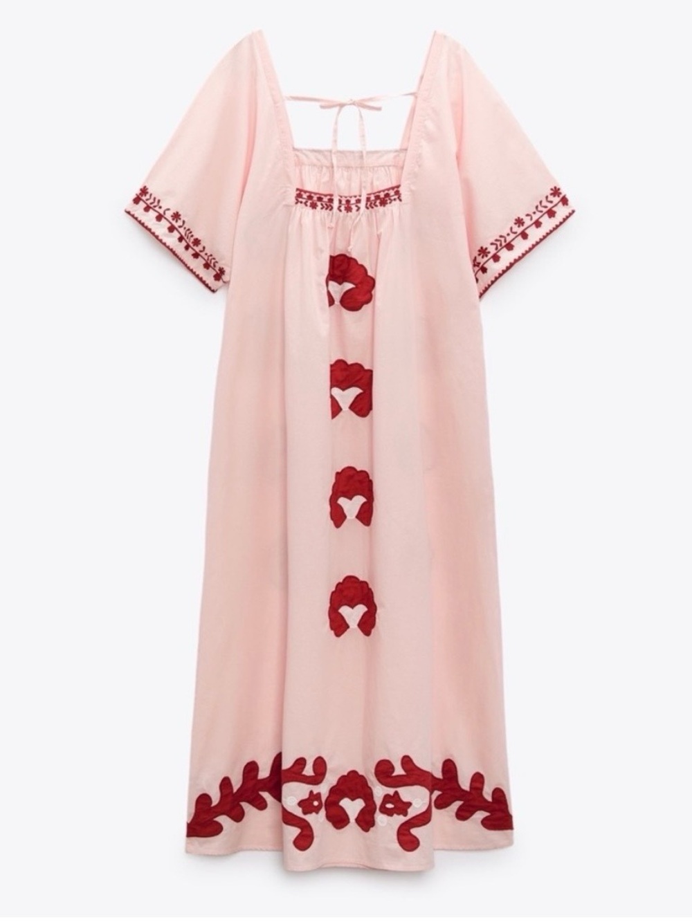 Zara Pink Maxi Dress with Red Appliqué - Picture 5 of 9